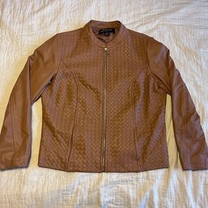 Colleen Lopez, vegan leather jacket